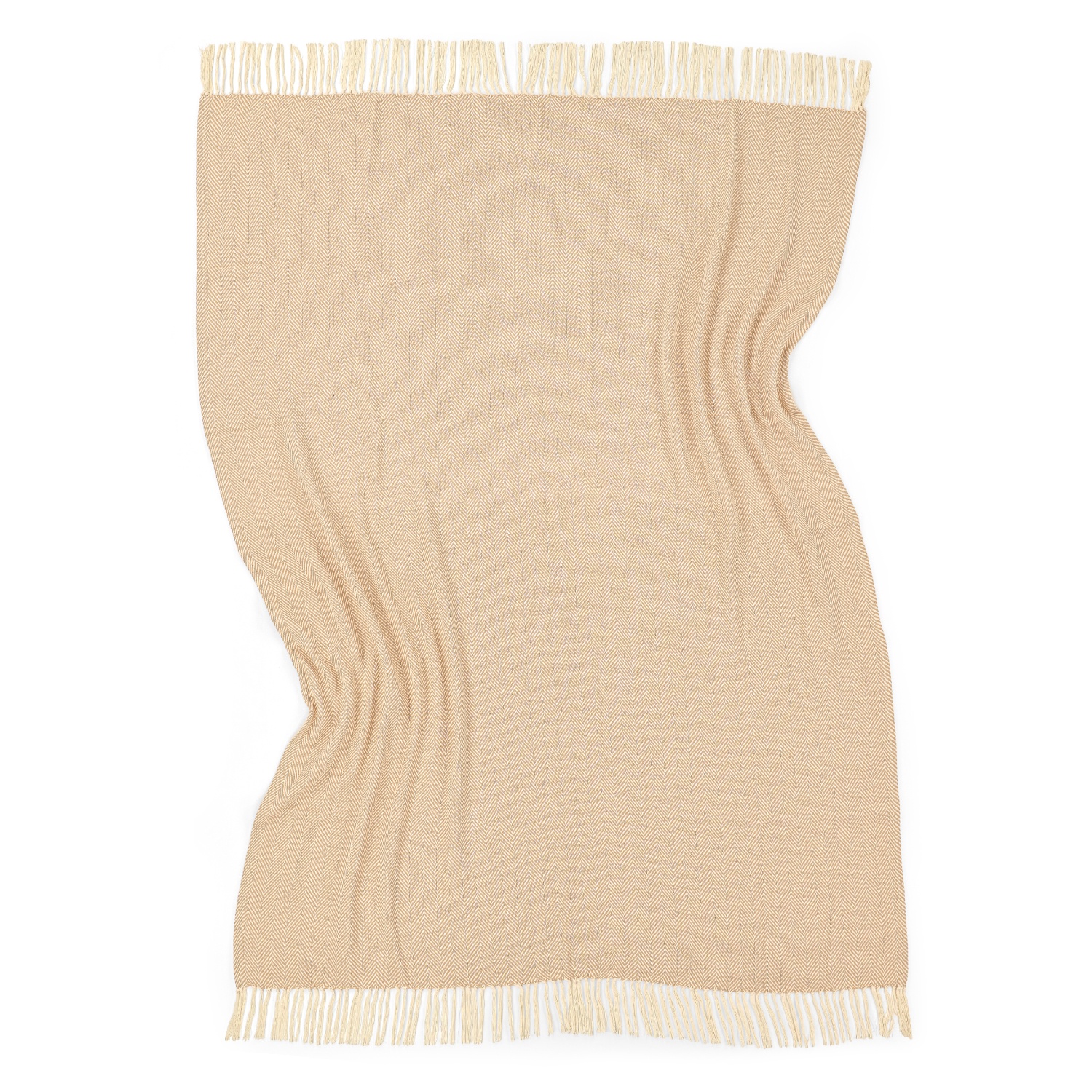 Coperta in cotone 'Denisa Fishbone' 130x170cm - Beige/bianco