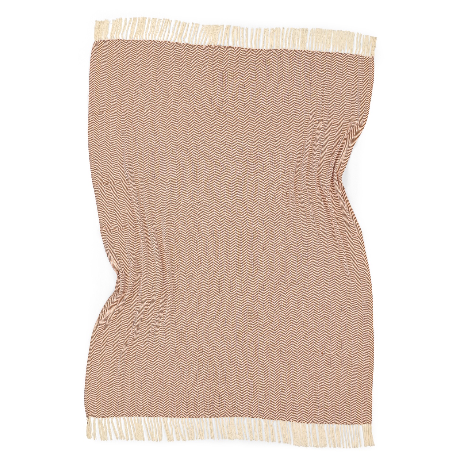 Coperta in cotone 'Denisa Fishbone' 130x170cm - Marrone/bianco