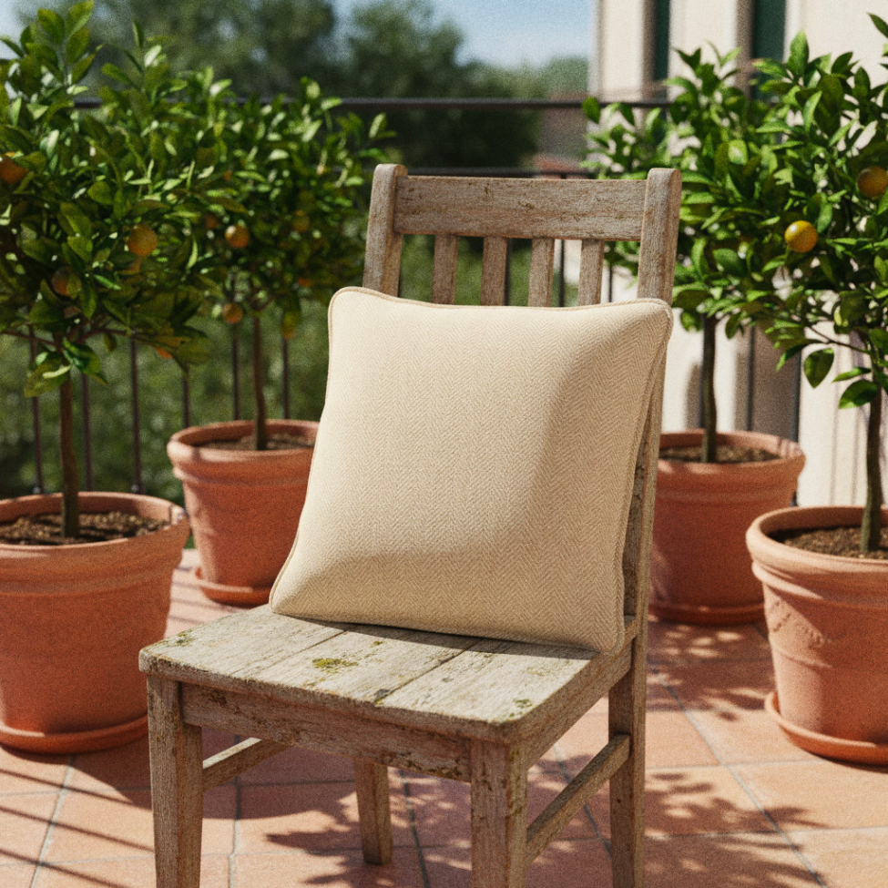 Fodera per cuscino 'Denisa Fishbone' 45x45cm - Beige/bianco