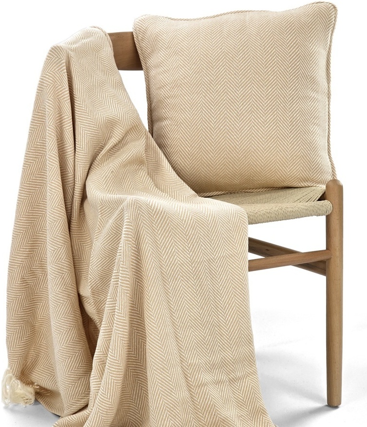 Fodera per cuscino 'Denisa Fishbone' 45x45cm - Beige/bianco