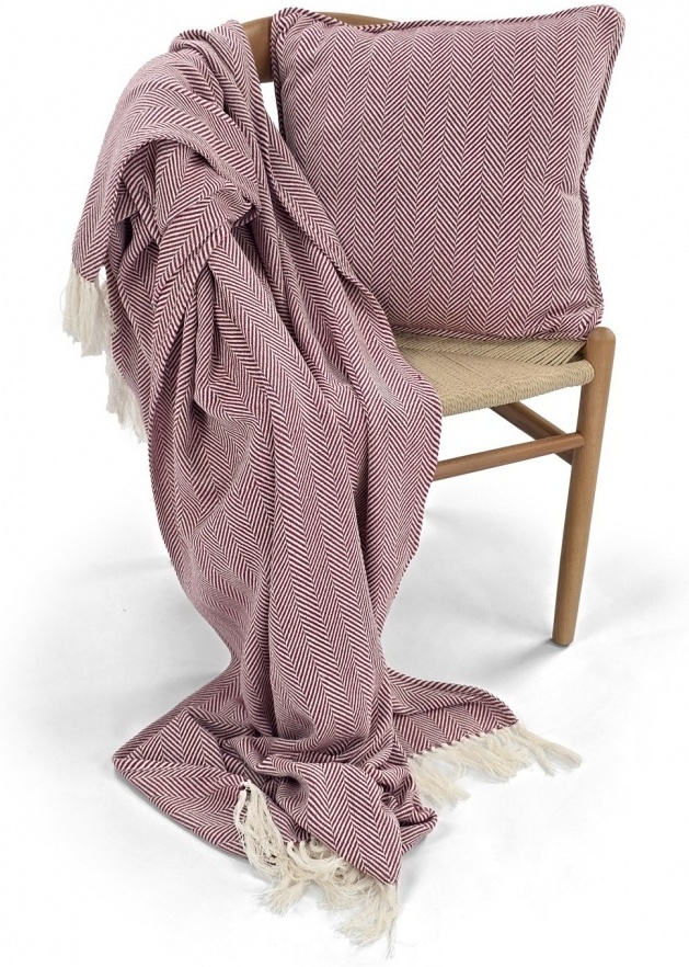 Fodera per cuscino 'Denisa Fishbone' 45x45cm - Rosso/bianco