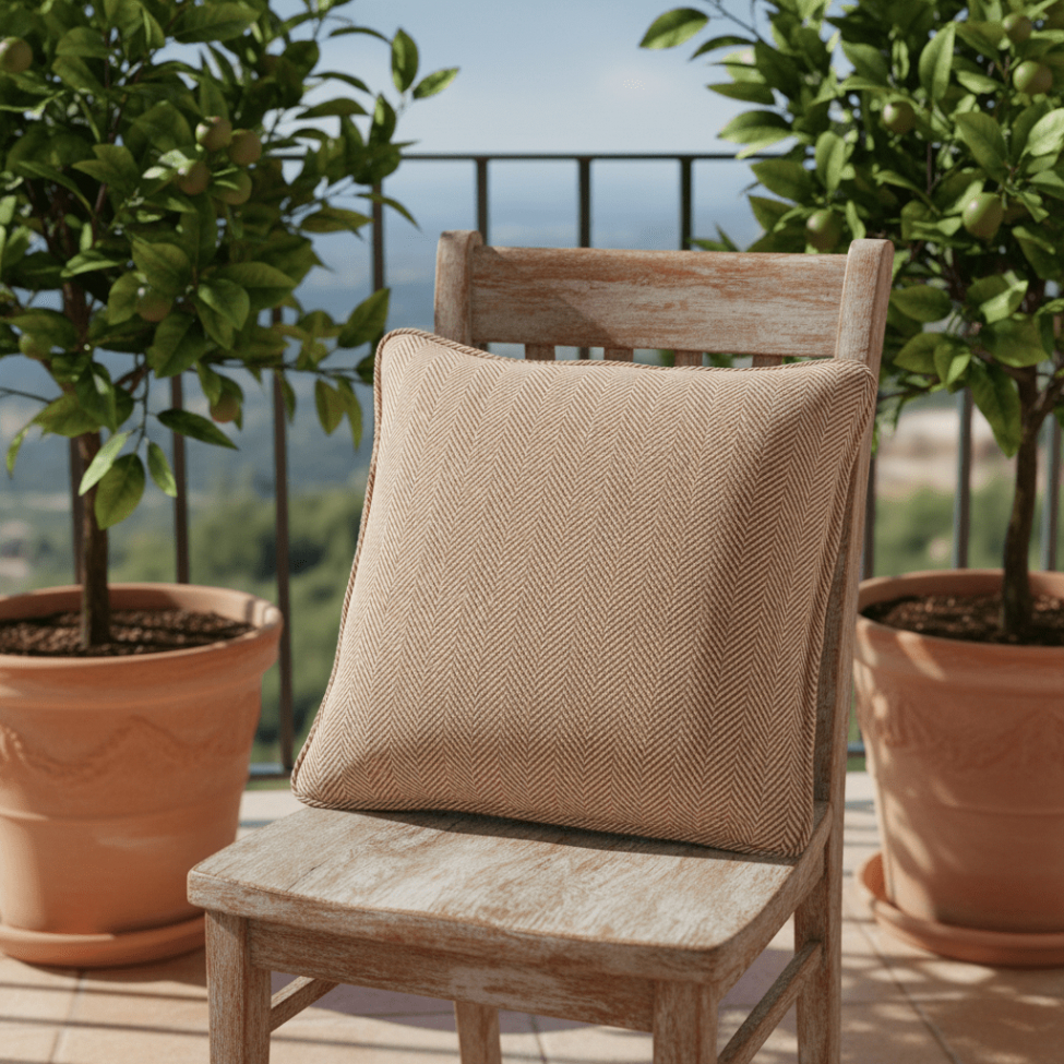 Fodera per cuscino 'Denisa Fishbone' 45x45cm - Marrone/bianco