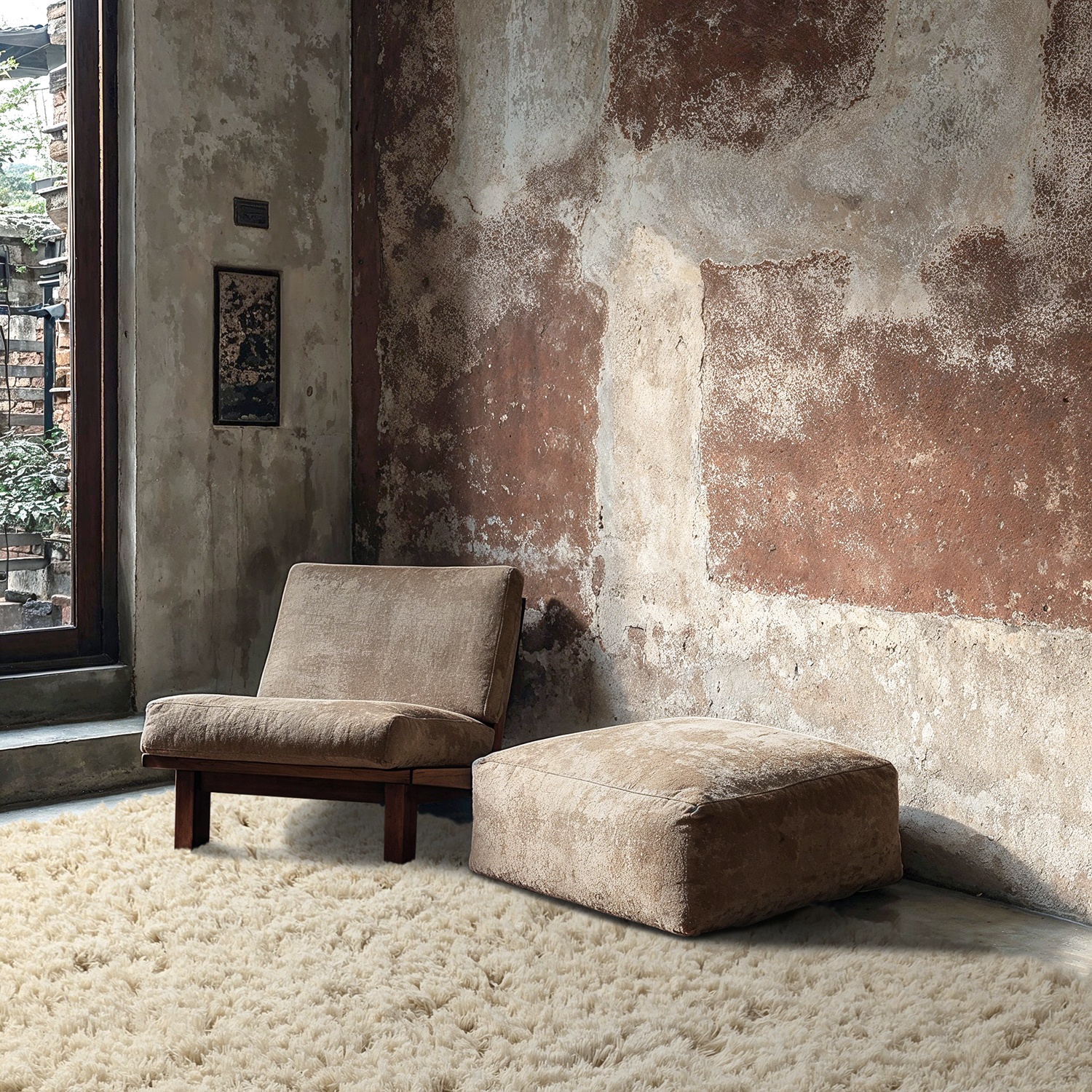 Tappeto Rya 'Fassale Lana Tessuta A Mano' - Beige