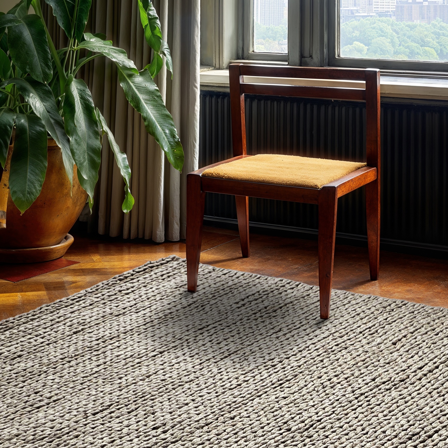 Tappeto di lana 'Talvia Braided Wool' - Grigio