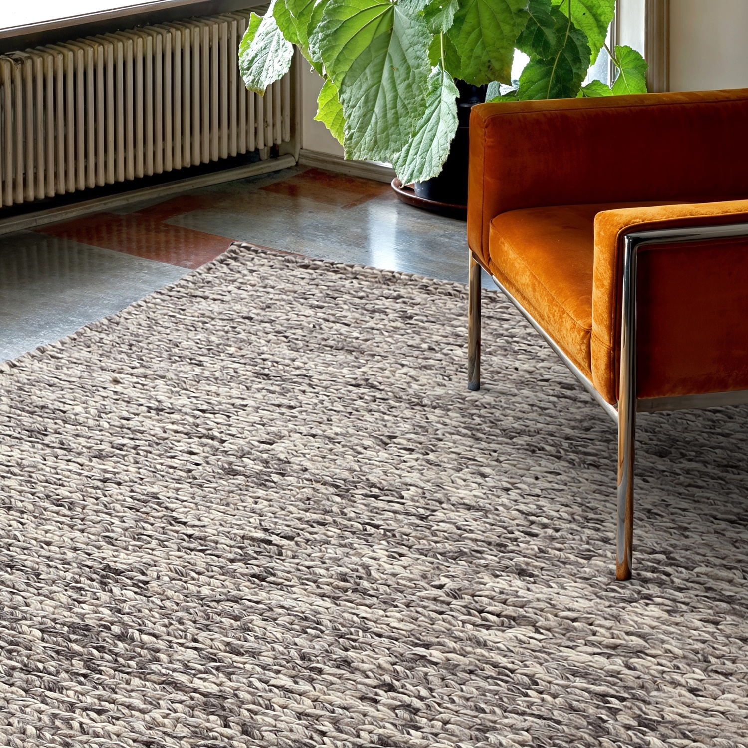 Tappeto di lana 'Talvia Braided Wool' - Grigio scuro