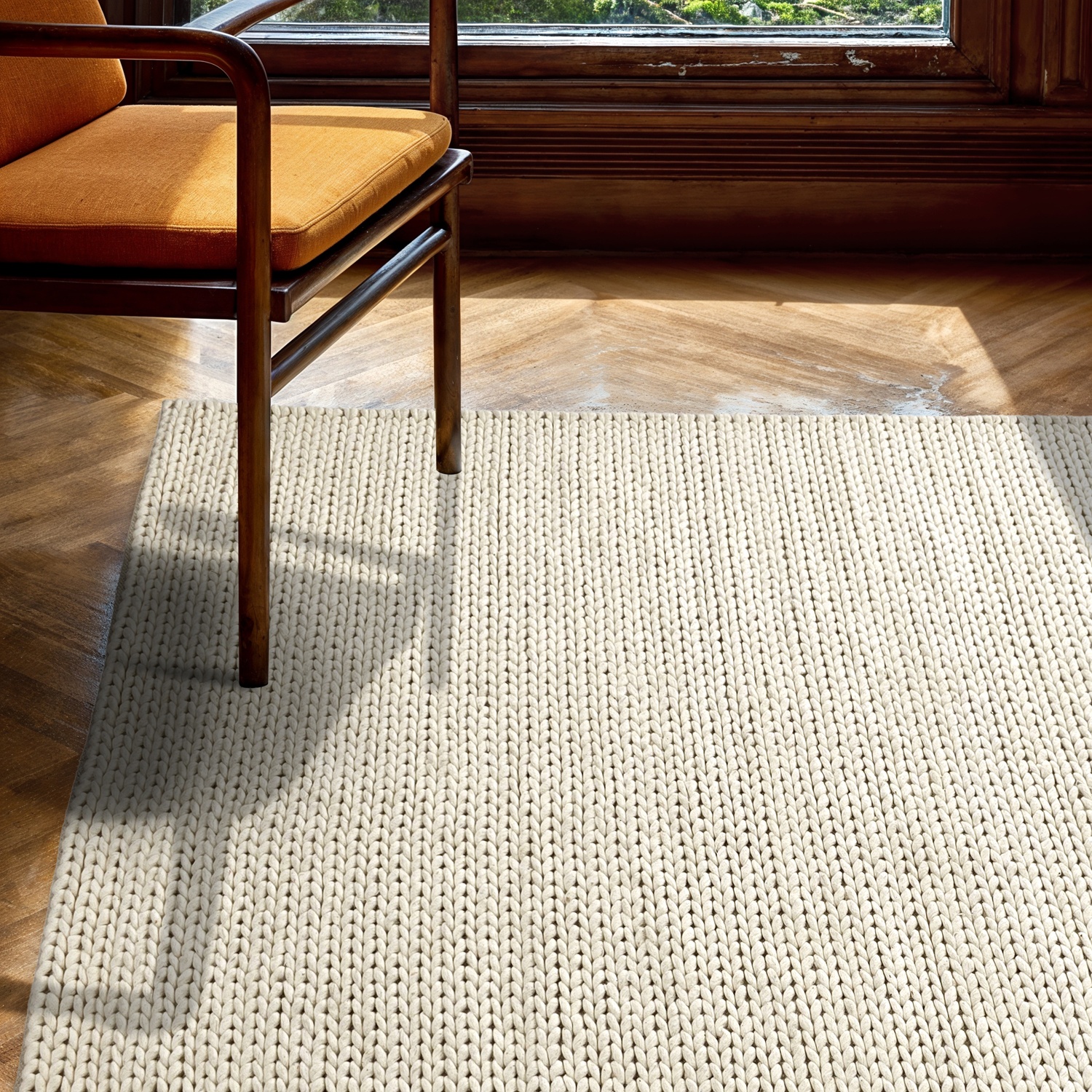 Tappeto di lana 'Talvia Braided Wool' - Bianco