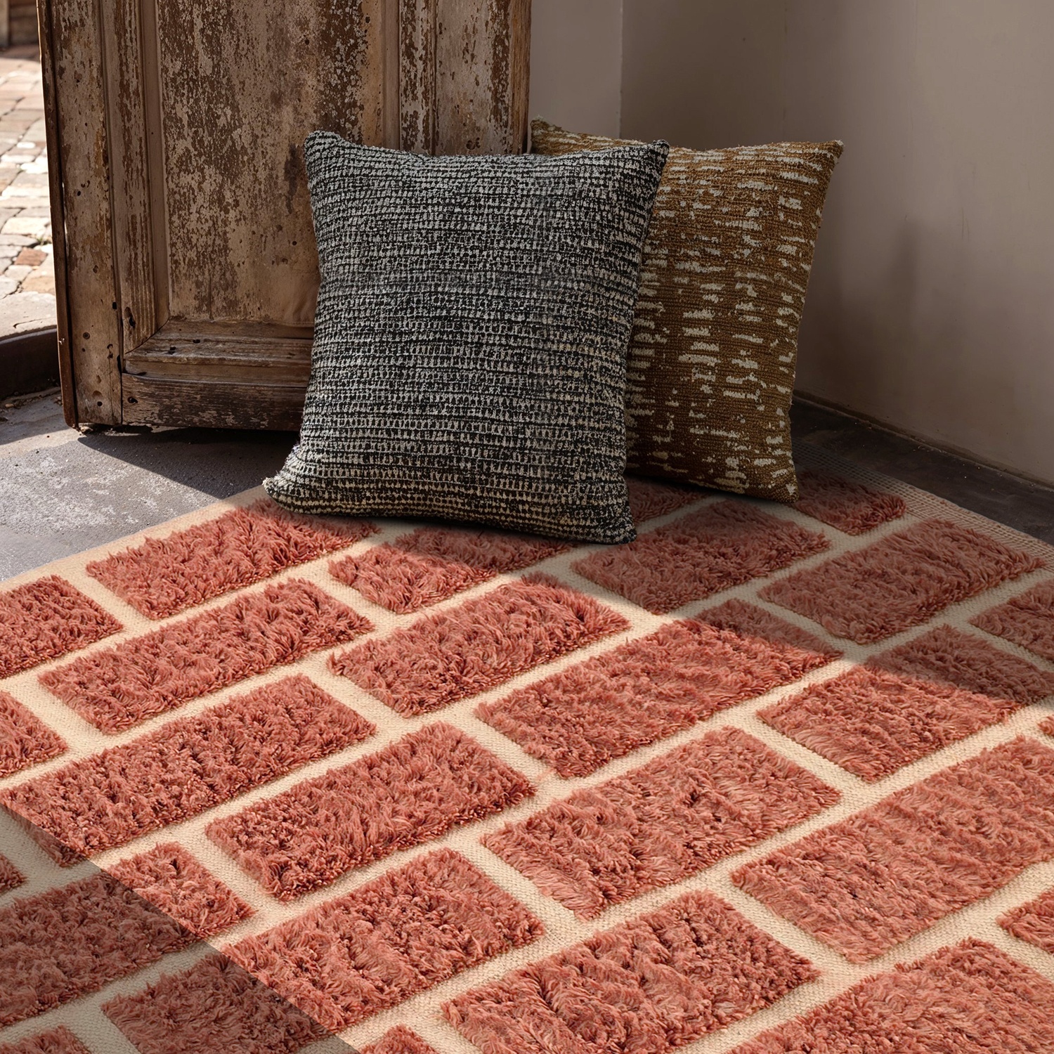Tappeto 'Leknes Handknitted Wool' - Terracotta