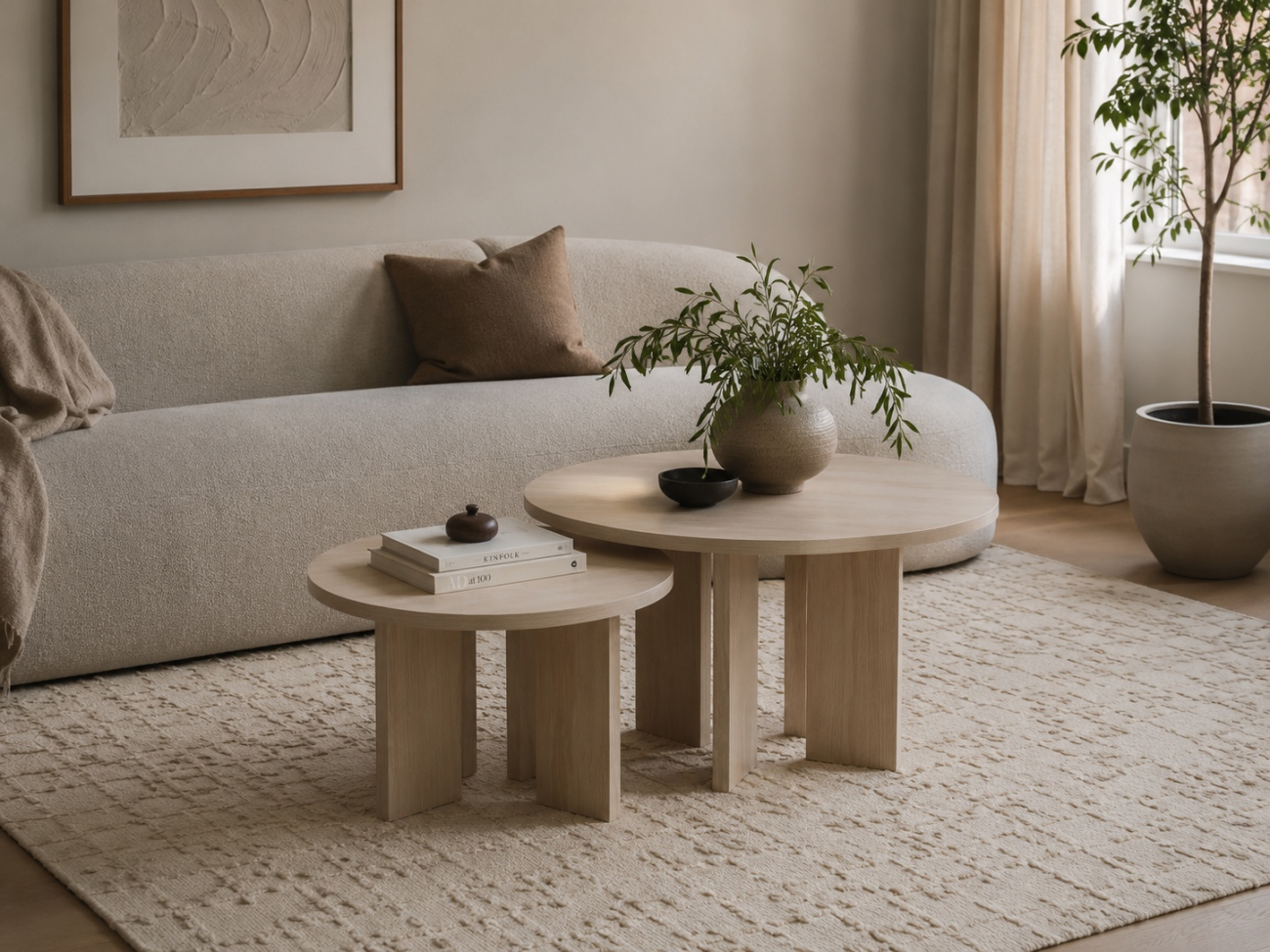 Tavolino 'Créme' Rotondo 75 cm - Naturale