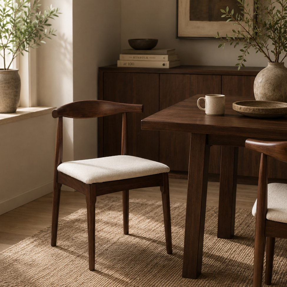 Sedia 'Fager' - Noce/Beige