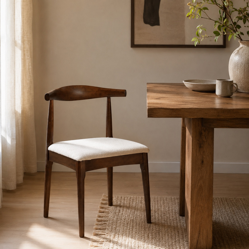 Sedia 'Fager' - Noce/Beige