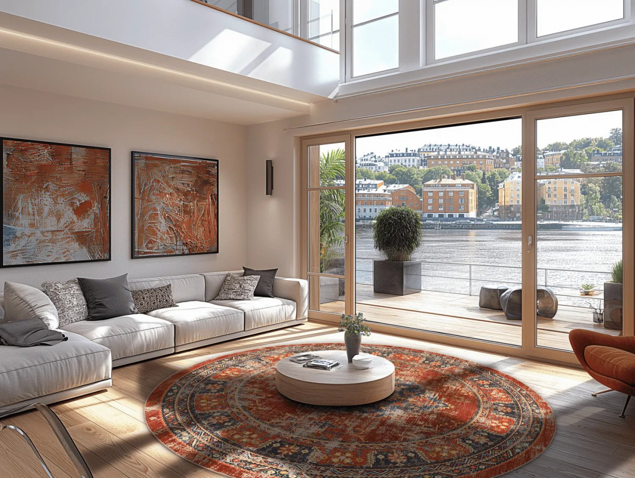 Tappeto rotondo 'Soussi' 240cm - Rosso/Multi