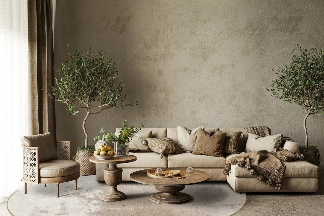 Tappeto rotondo 'Bornos' 290cm - Beige/Grigio