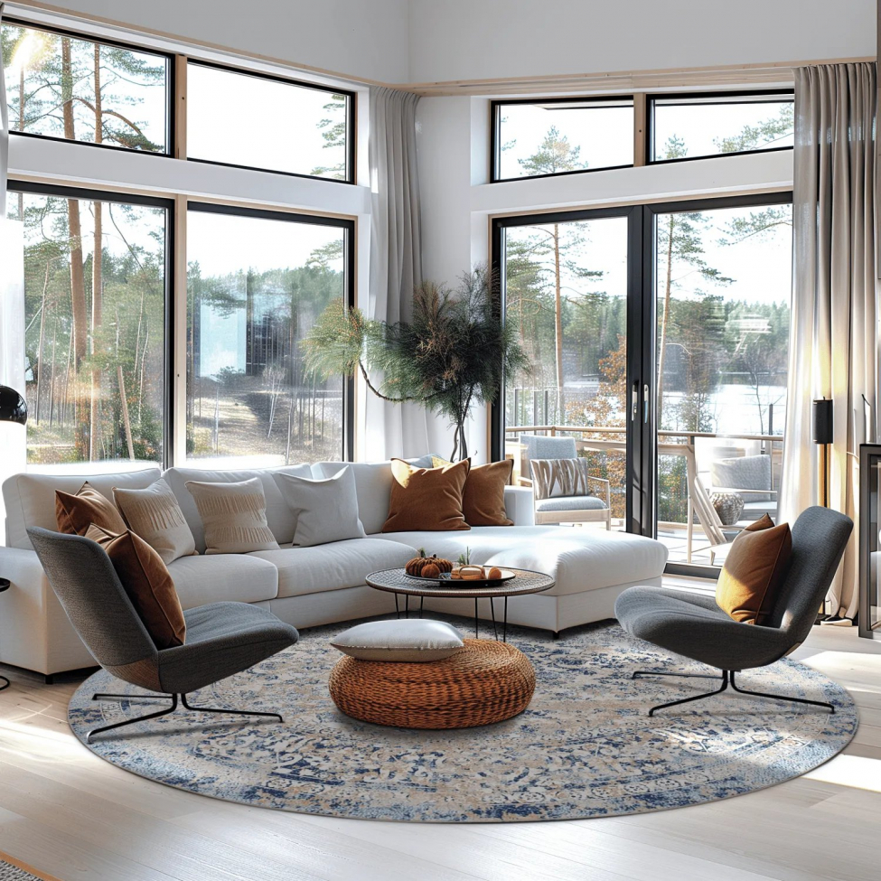 Tappeto rotondo 'Denizli' 240cm - Blu