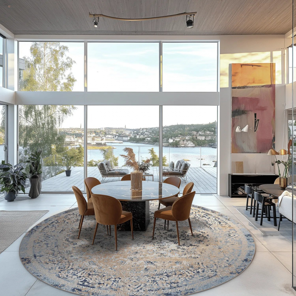 Tappeto rotondo 'Denizli' 120cm - Blu