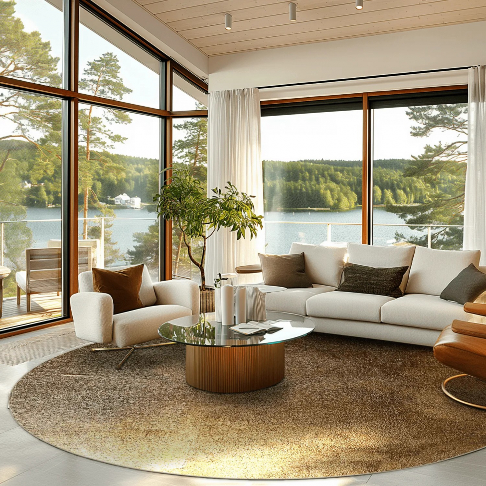 Tappeto rotondo 'Oristano' 240cm - Marrone