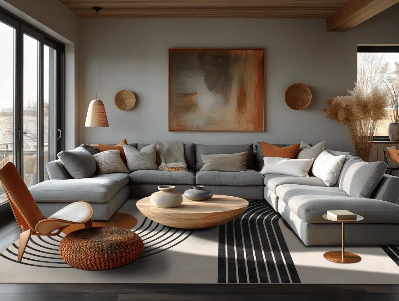 Tappeto Wilton 'Moudania' 80x250cm - Beige/Nero/Arancione