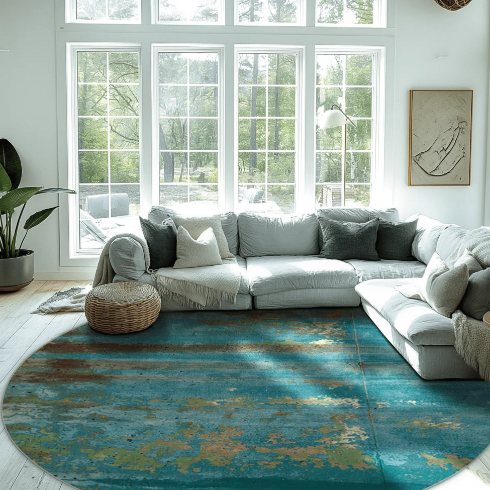 Tappeto rotondo 'Domont' 200cm - Turchese