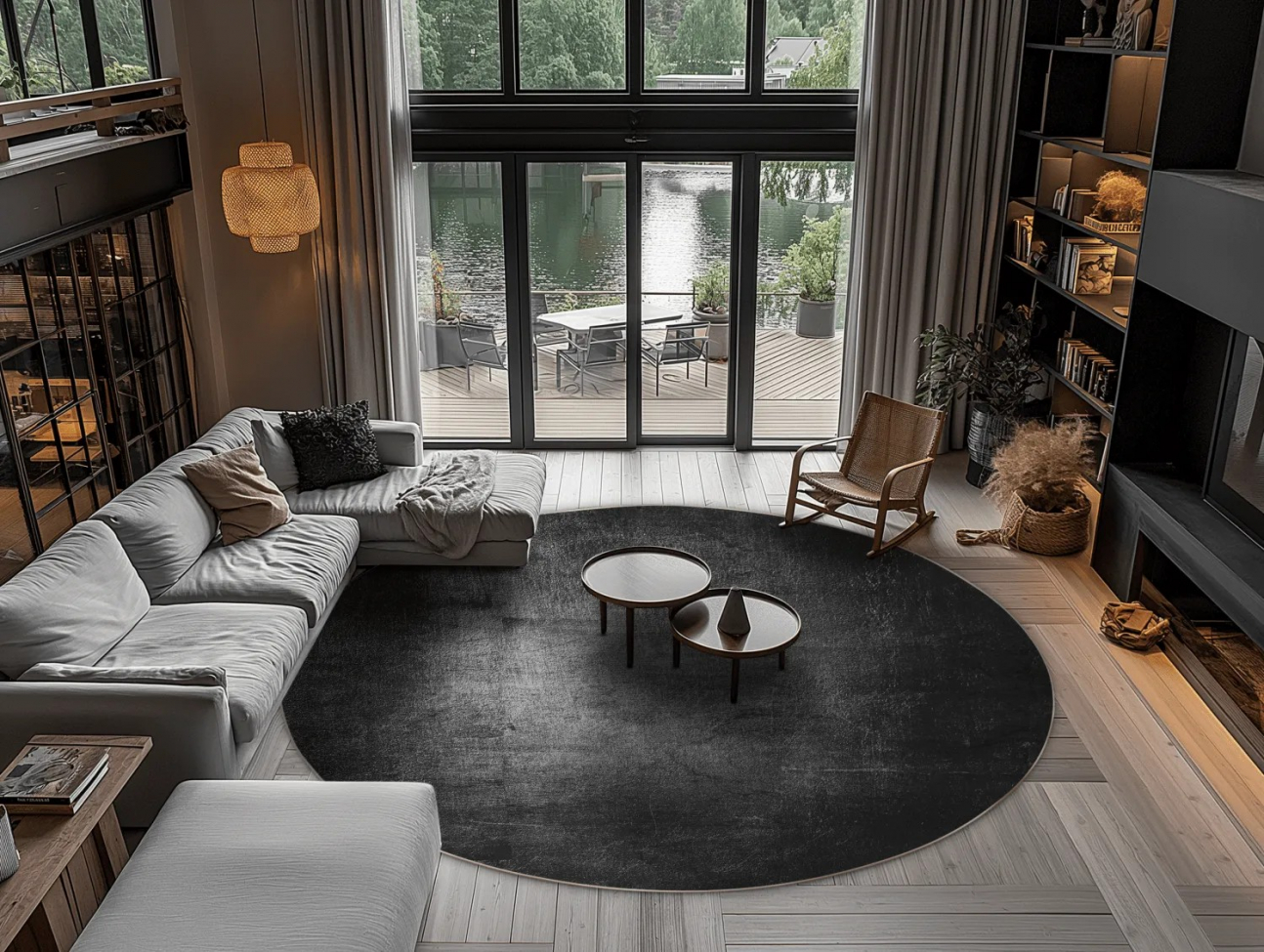 Tappeto rotondo 'Serifos' 200cm - Grigio scuro