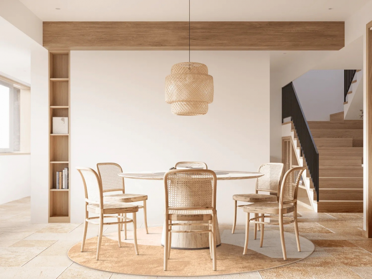 Tappeto rotondo 'Lazio' 200cm - Beige/Rosa