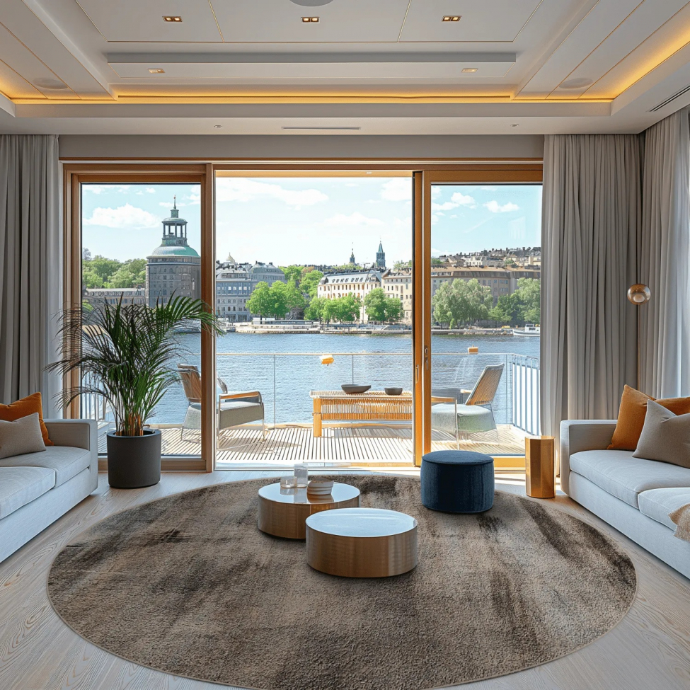 Tappeto rotondo 'Polia' 160cm - Grigio/Marrone