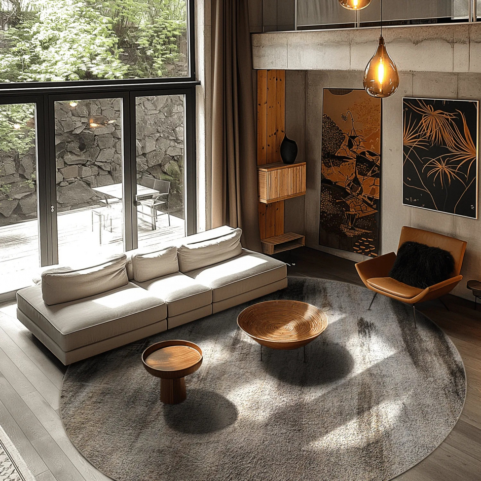 Tappeto rotondo 'Polia' 160cm - Grigio/Marrone