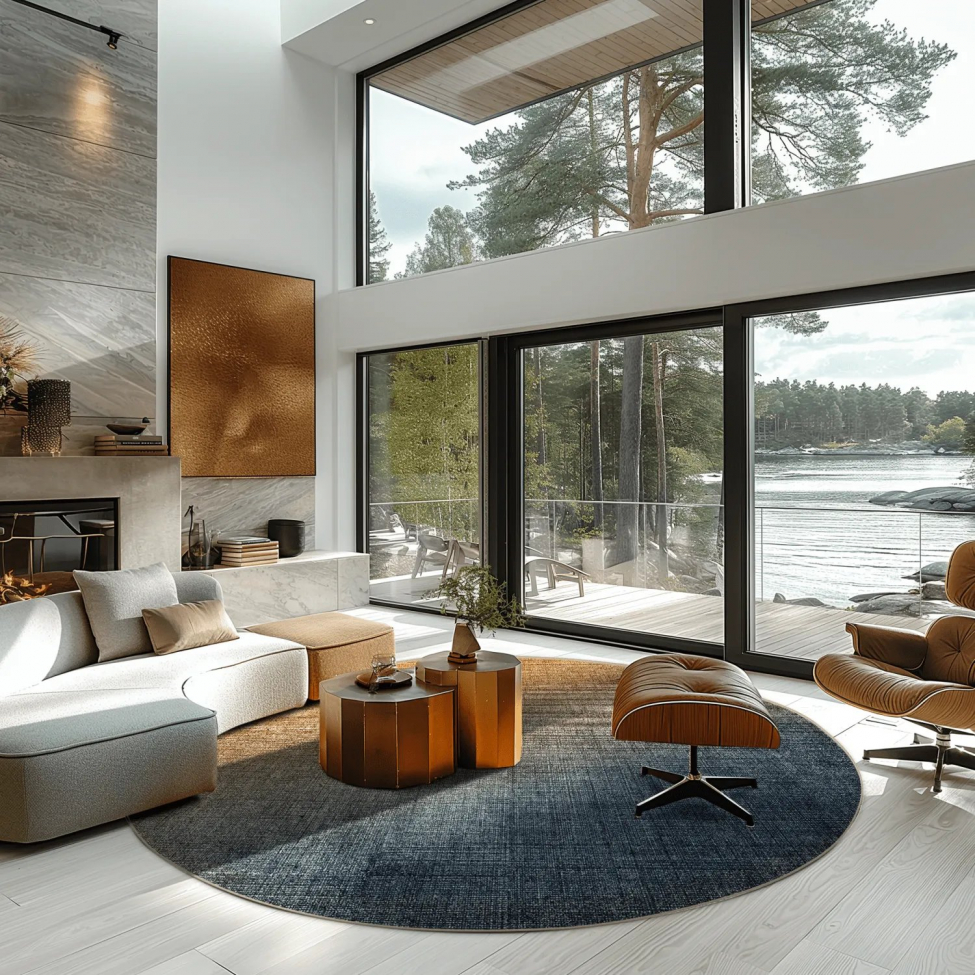 Tappeto rotondo 'Librilla' 160cm - Marrone/Blu