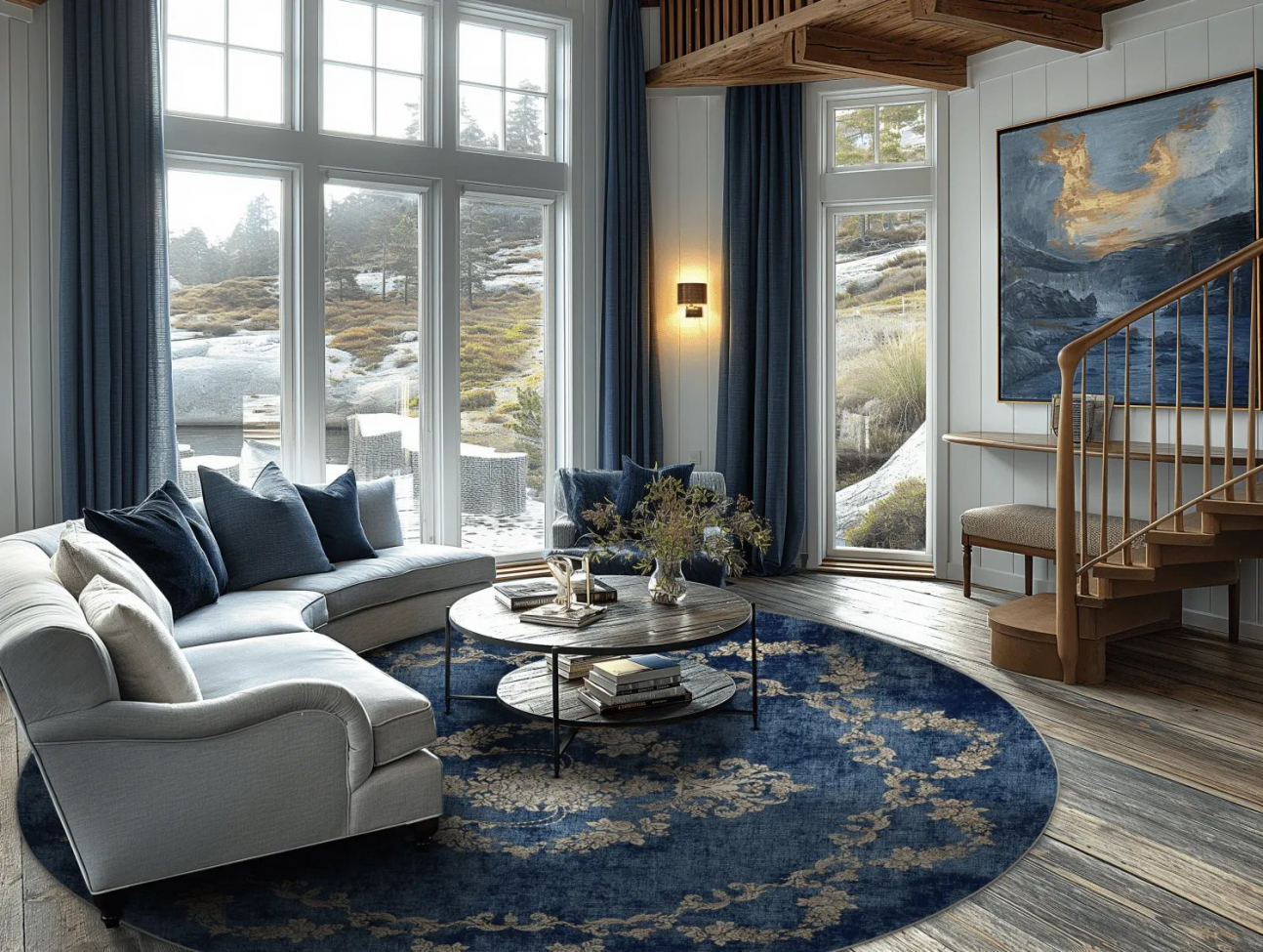 Tappeto rotondo 'Taknis' 240cm - Blu