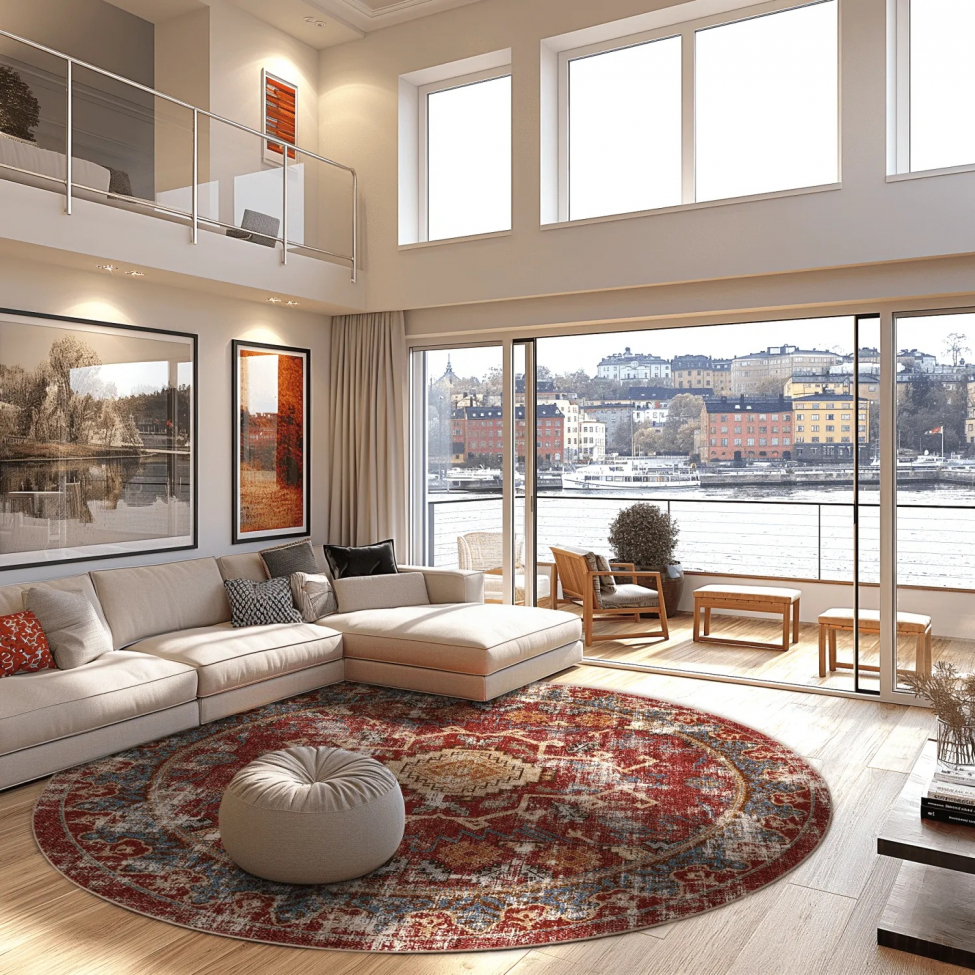 Tappeto rotondo 'Idri' 200cm - Rosso/Multi