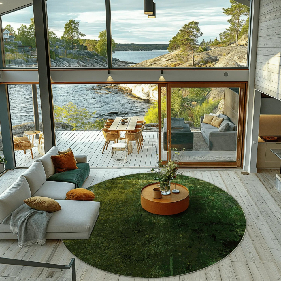 Tappeto rotondo 'Estrada' 120cm - Verde