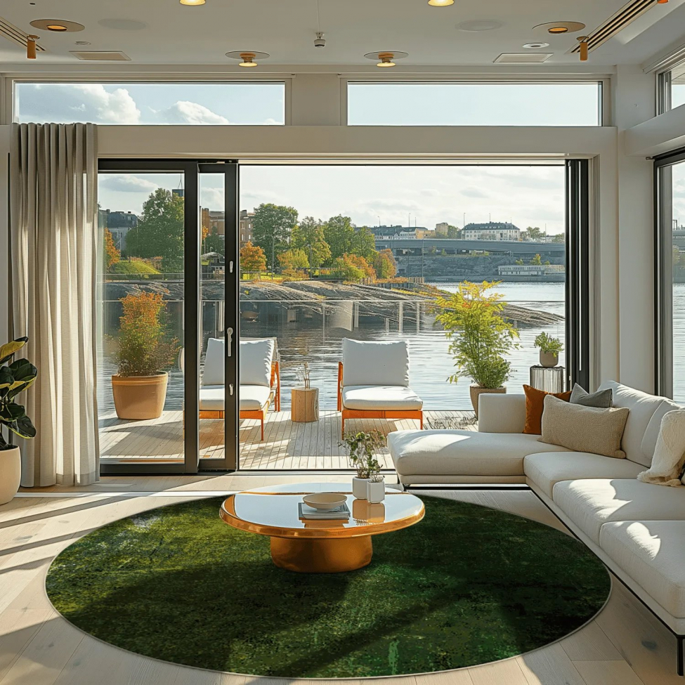 Tappeto rotondo 'Estrada' 120cm - Verde