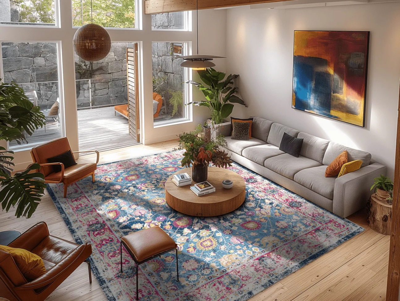 Tappeto Wilton 'Bouhjar' 400x600cm - Blu/Rosa/Multi