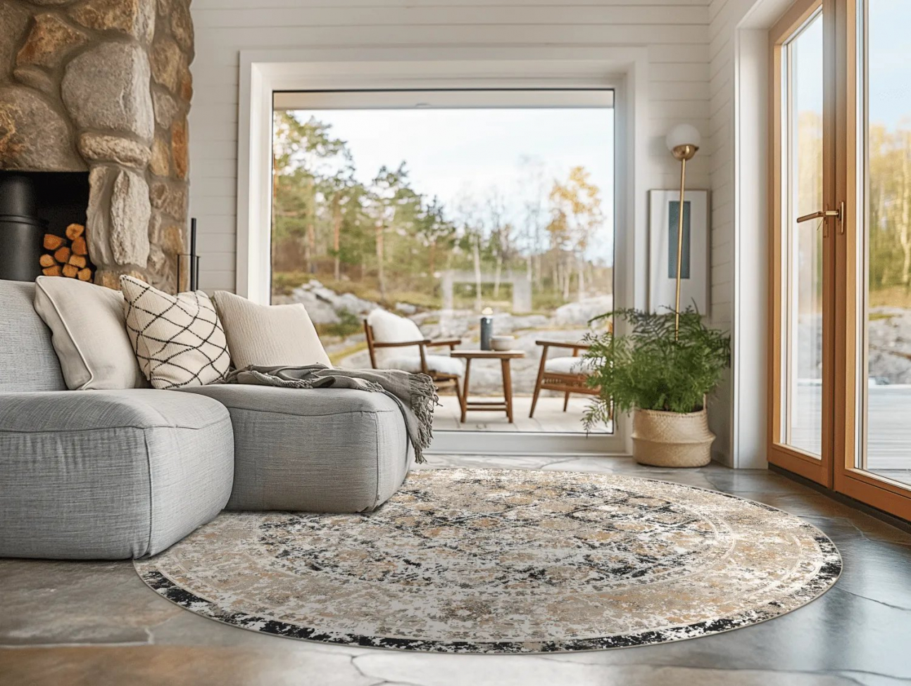 Tappeto rotondo 'Douz' 160cm - Nero/Multi