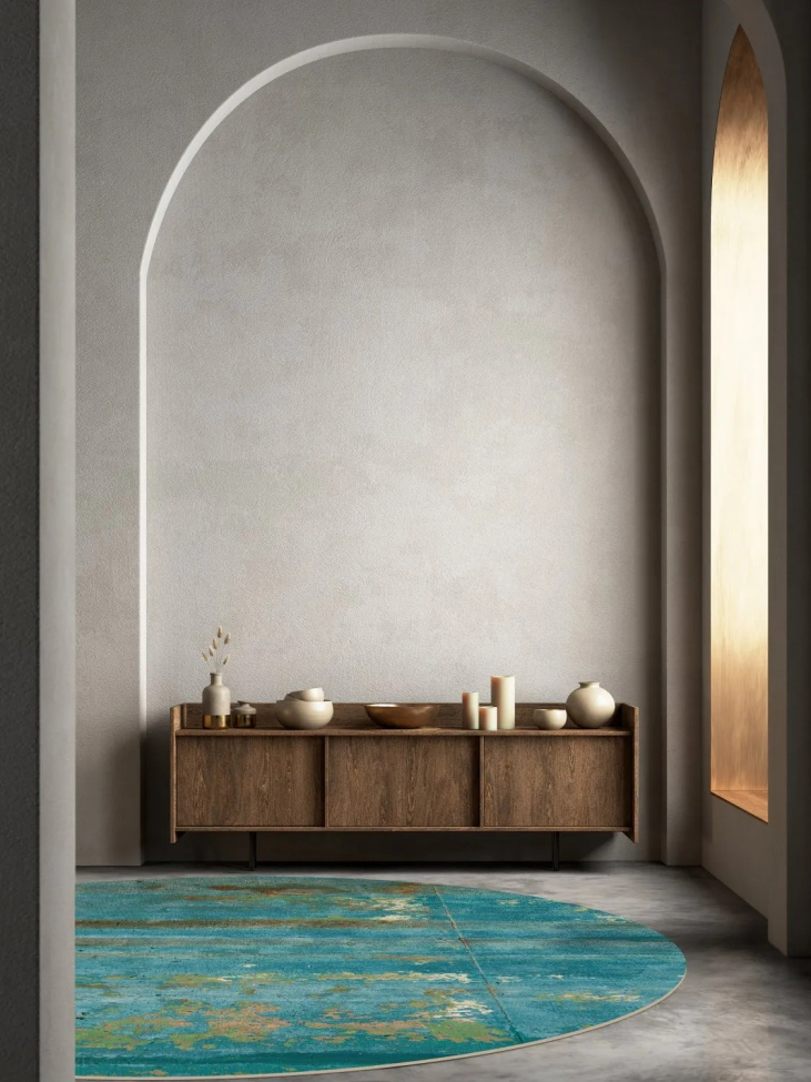 Tappeto rotondo 'Domont' 120cm - Turchese