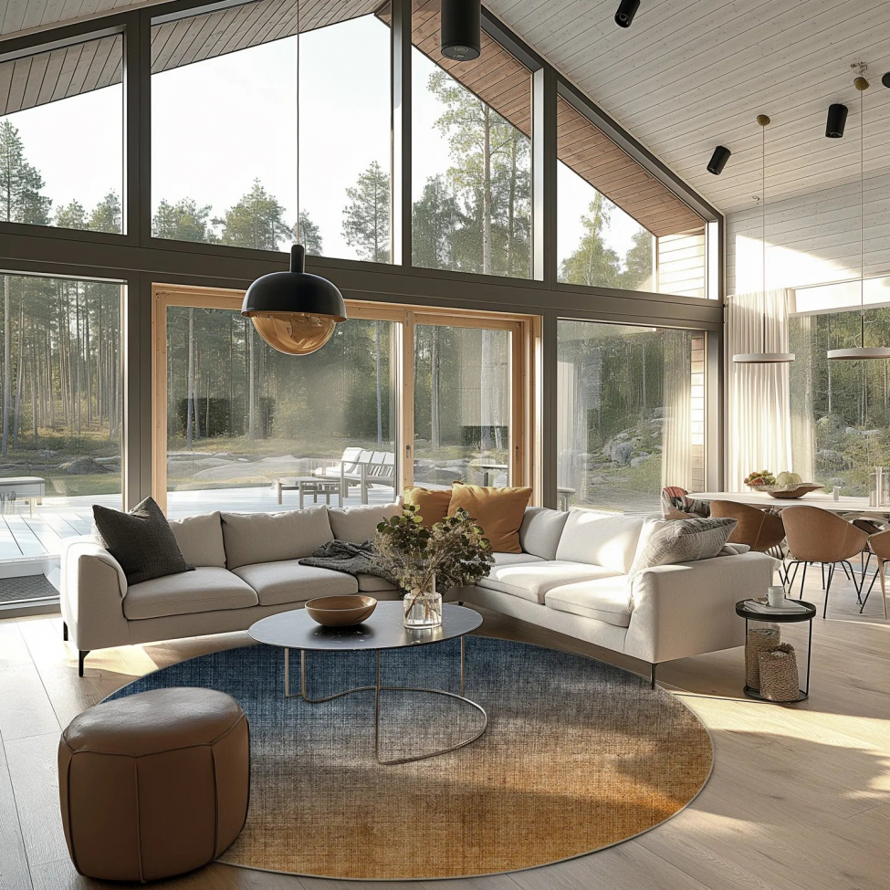 Tappeto rotondo 'Librilla' 120cm - Marrone/Blu