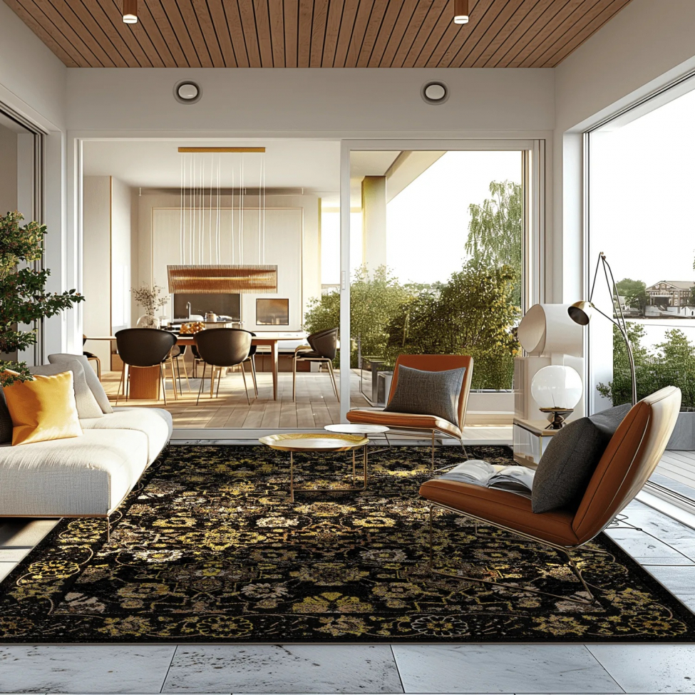 Tappeto Wilton 'Fernana' 80x250cm - Nero/Oro