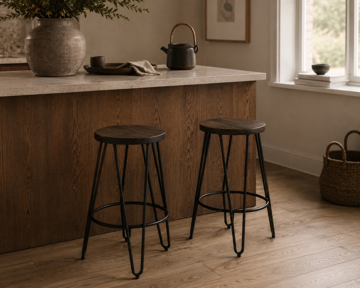 Panca 'Rustic' 45cm - Legno/Acciaio
