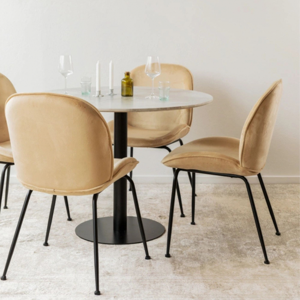 Gruppo pranzo 'Marbelous Lux' - 1 Tavolo &Oslash;100 & 4 Sedie