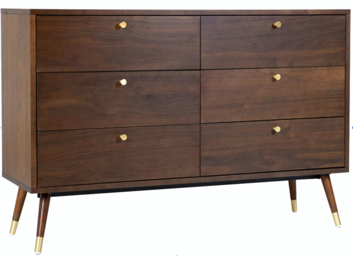 Cassettiera \'Prime\' 6 cassetti - Noce/Ottone nel gruppo Mobili / Mensole & stoccaggio / Comò presso Reforma (2108)