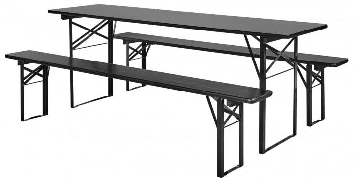 Tavolo e panche \'Garden\' 220x60cm - Nero nel gruppo Mobili / Mobili da esterno / Gruppi da esterno presso Reforma (27220)