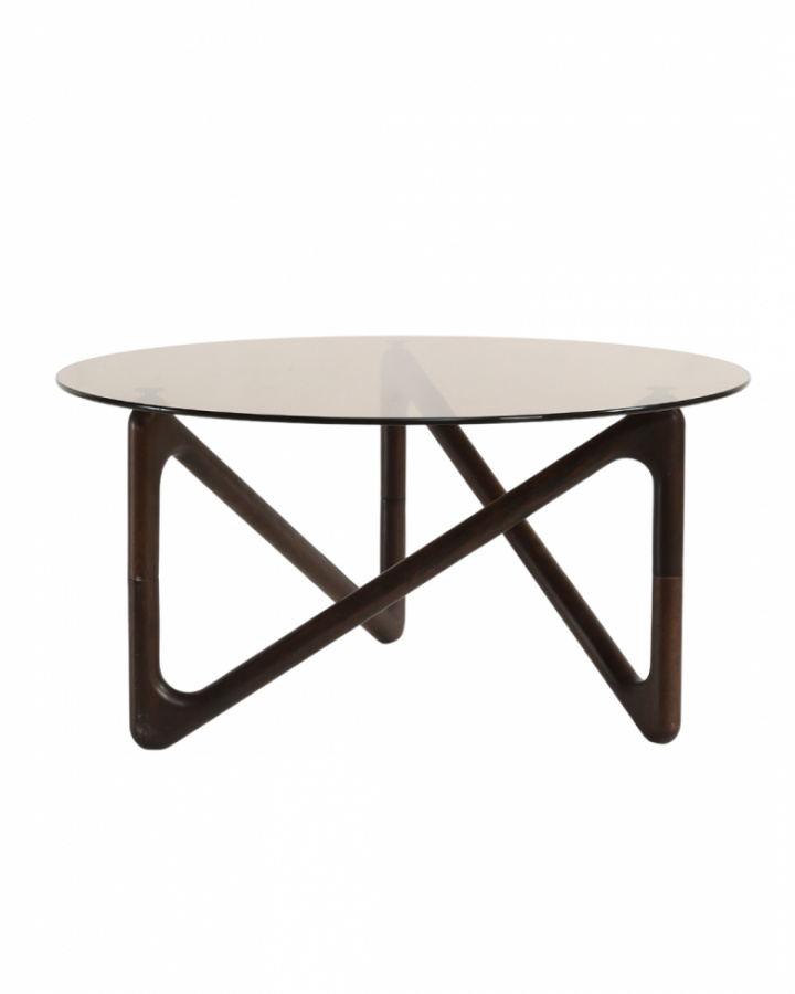 Tavolino da caffè \'Modica\' Ø80 – Noce/Vetro nel gruppo Mobili / Tavoli / Tavolini presso Reforma (717AB-walnut)