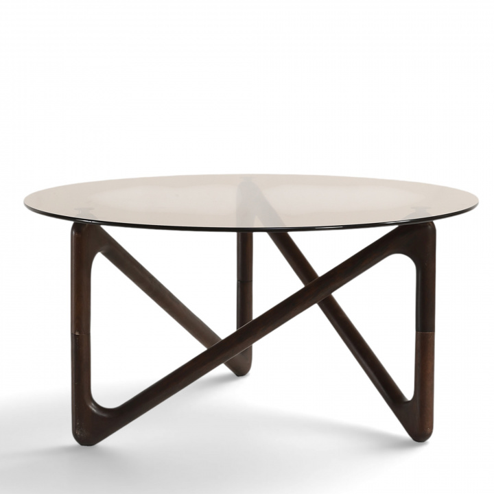 Tavolino da caffè \'Modica\' Ø80 – Noce/Vetro nel gruppo Mobili / Tavoli / Tavolini da salotto presso Reforma (717AB-walnut)