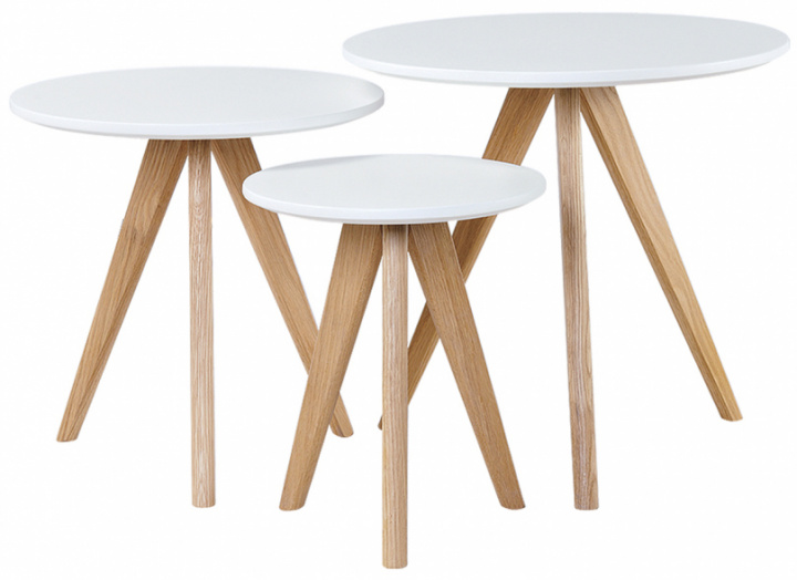 Tavolino \'Dalby\' 3 pezzi - Bianco nel gruppo Mobili / Tavoli / Tavolini presso Reforma (9655 oak)