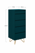 Cassettiera \'Elle\' 45x110 - Turchese/Ottone