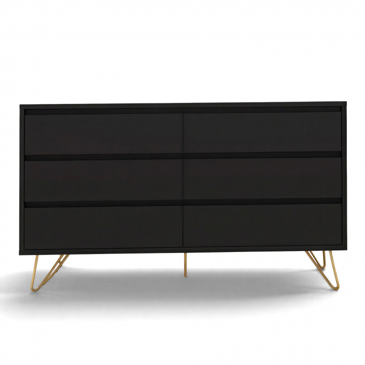 Cassettiera \'Elle\' 120x70 - Nero/Ottone nel gruppo Mobili / Mensole & stoccaggio / Comò presso Reforma (ELLECD03-black)