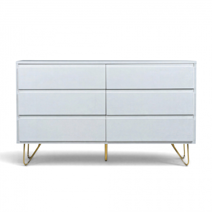 Cassettiera \'Elle\' 120x70 - Bianco/Ottone nel gruppo Mobili / Mensole & stoccaggio / Comò presso Reforma (ELLECD03-white)
