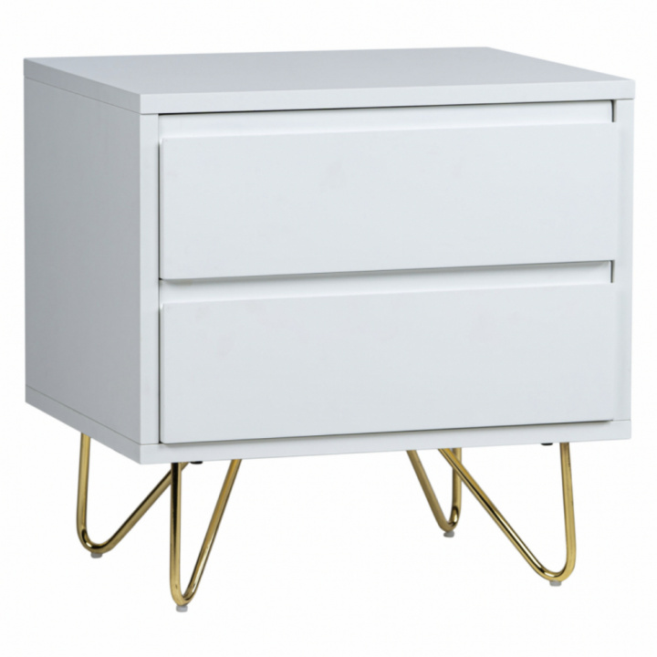 Comodino \'Elle\' - Bianco/Ottone nel gruppo Mobili / Tavoli / Comodini presso Reforma (ELLENS01-white)