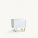 Comodino \'Elle\' - Bianco/Ottone