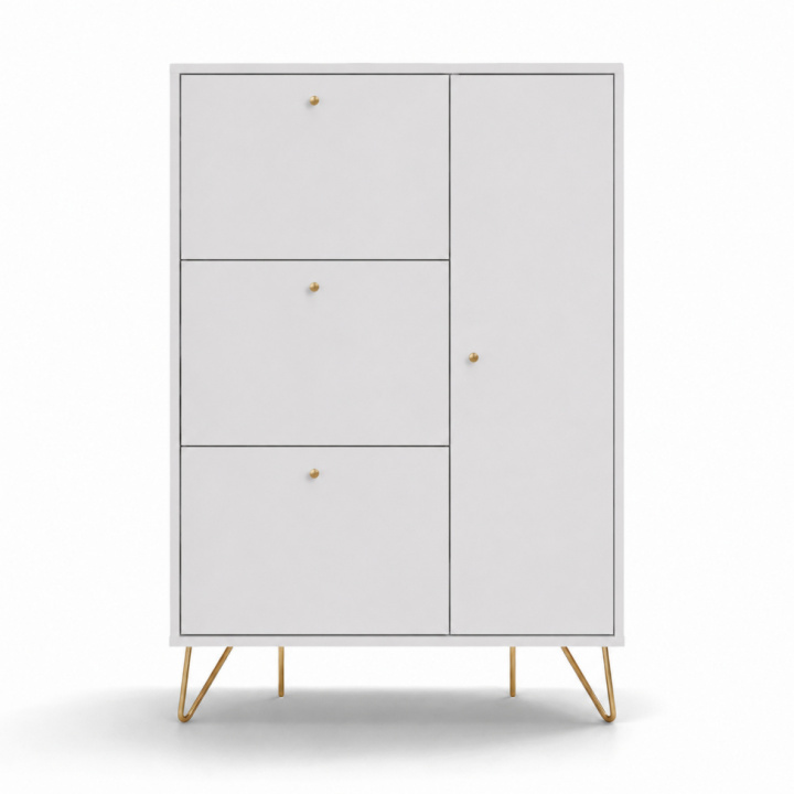 Scarpiera \'Elle\' - Bianco/Ottone nel gruppo Mobili / Mensole & stoccaggio / Armadi e credenze presso Reforma (ELLESC01-white)