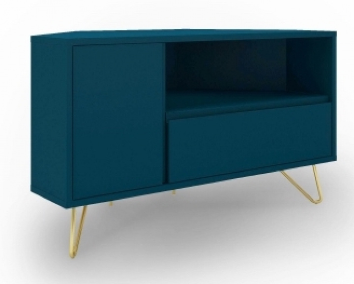 Mobile TV \'Elle\' per angolo - Turchese/Ottone nel gruppo Mobili / Mensole & stoccaggio / Mobile TV presso Reforma (ELLETU02-green)