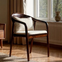 Sedia con braccioli \'Aspa\' - Marrone scuro/Beige